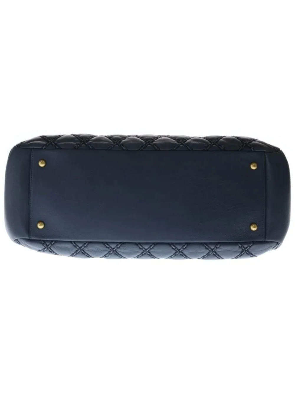 Chanel Wild Stitch Quilted Leather Chain Shoulder Tote Bag Gold Navy 19